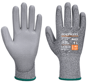 Guante Anti-Corte MR Con Palma de PU Gris – A622 PORTWEST™ X PAR